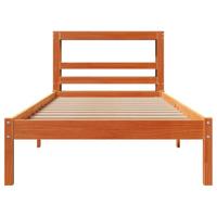 Bedframe met hoofdbord massief grenenhout wasbruin 75x190 cm - thumbnail