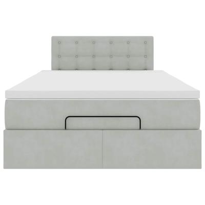 Ottoman bed met matras 90x200cm fluweel lichtgrijs