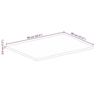 Tafelblad met natuurlijke rand 90x80x3,8 cm massief mangohout - thumbnail
