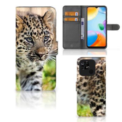 Xiaomi Redmi 10C | Telefoonhoesje | Met pasjeshouder | Baby Luipaard