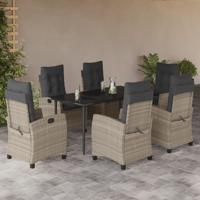 7-delige Tuinset met kussens poly rattan grijs - thumbnail