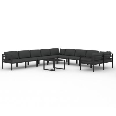 11-delige Loungeset met kussens aluminium antracietkleurig - thumbnail