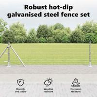 VidaXL Hek met paal zilver 0,6 x 10 m staal - thumbnail