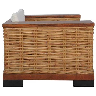 VidaXL Fauteuil met kussens natuurlijk rattan bruin