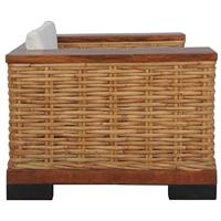 VidaXL Fauteuil met kussens natuurlijk rattan bruin - thumbnail