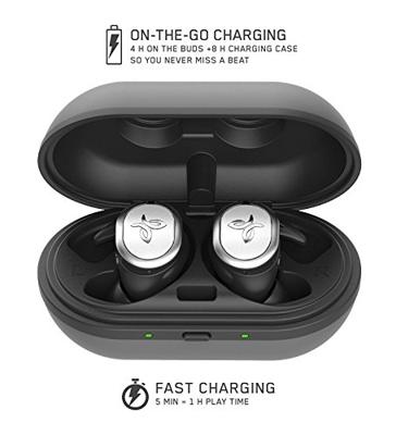 Jaybird Run Draadloze in-ear hoofdtelefoon, bluetooth, zweetbestendig en waterdicht, 12 uur batterijduur, sport-fit, smartphone/tablet/iOS/Android - Drift, zwart/wit