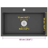 VidaXL Gootsteen handgemaakt roestvrij staal zwart - thumbnail