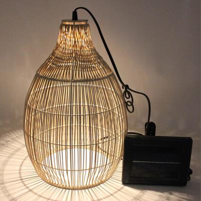 Hanglamp op zonne-energie - LUMISKY - HOLIDAY - H42 cm - Natuurlijk bohemien geweven mandenwerkstijl - Warm witte LED