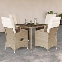 5-delige Tuinset met kussens poly rattan beige - thumbnail