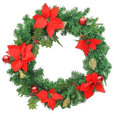 Kerstkrans met LED lampjes 60 cm PVC groen