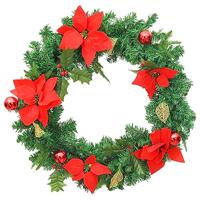 Kerstkrans met LED lampjes 60 cm PVC groen - thumbnail