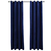 VidaXL Gordijn verduisterend met ringen 2 st 140x225 cm fluweel blauw - thumbnail