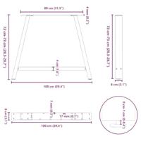 Salontafelpoten 2 st A-vormig 100x(72-73) cm staal antraciet - thumbnail