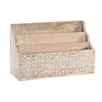 Multi-Functionele Organiser DKD Home Decor Wit Natuurlijk Mangohout 32 x 13 x 21 cm 33 x 12 x 21 cm Lakens (12 Stuks)
