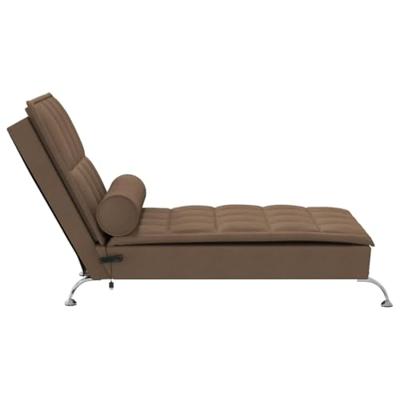 Massage chaise longue met bolster stof bruin
