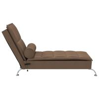 Massage chaise longue met bolster stof bruin - thumbnail
