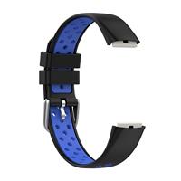 Fitbit Luxe - Siliconen sportbandje - Maat: Large - Zwart + blauw - thumbnail