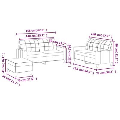 3-delige Loungeset met kussens kunstleer cappuccino