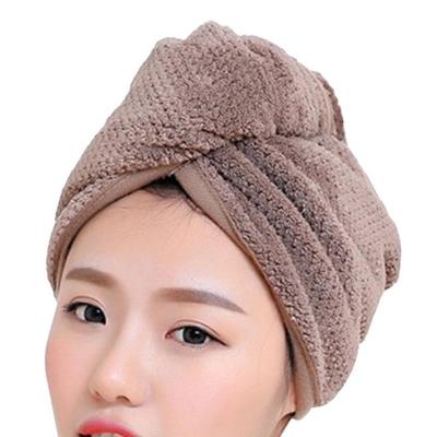 Womens Magic Quick dry Bad haar drogen handdoek Cap Bathing tool (bruin)