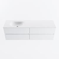MONDIAZ VICA 160cm badmeubel onderkast Talc 4 lades. Wastafel MOON links zonder kraangat, kleur Talc. - thumbnail