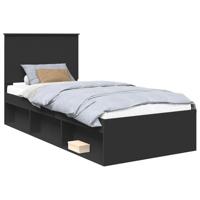 Bedframe met hoofdeinde Zwart 90 x 190 cm Massief grenenhout - thumbnail