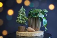 Capi 'made with' groove bol bloempot 29x27 cm zwart goud - thumbnail