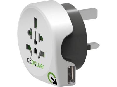 Q2 Power 1.100130 Reisstekker World to Great Britain with USB