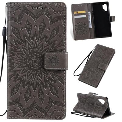 Gedrukt afdrukken zonnebloem patroon horizontale Flip PU lederen case voor Galaxy Note 10 +/Note 10 Pro met houder & kaartsleuven & portemonnee & Lan