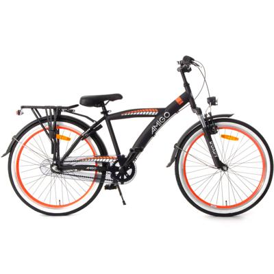 AMIGO Roady 24 Inch Jongens 3V Terugtraprem Zwart/Oranje