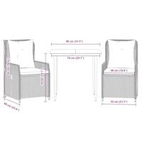3-delige Tuinset met kussens poly rattan bruin - thumbnail