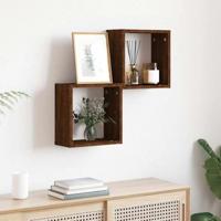 Wandrekken kubus 2 st 30x15x30 cm gerookt bruin eiken - thumbnail