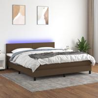 Boxspring met matras en LED stof donkerbruin 180x200 cm - thumbnail