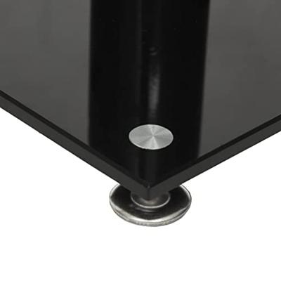Luidsprekerstandaards 2 st 1 pijler gehard glas zwart en zilver