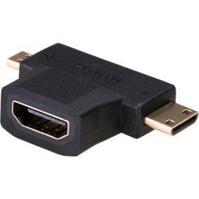 Akyga AK-AD-23 tussenstuk voor kabels HDMI miniHDMI / microHDMI Zwart