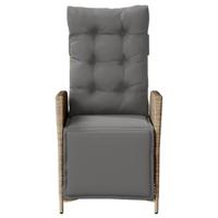 Tuinstoel verstelbaar met voetensteun poly rattan gemengd beige - thumbnail