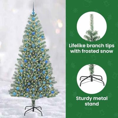 VidaXL Kunstmatige kerstboom sneeuw gevlochten met led licht 210 cm