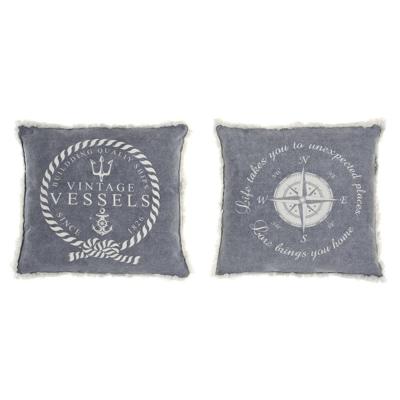 Kussen DKD Home Decor Blauw Wit Franjes Mediterrane Navy 45 x 10 x 45 cm (2 Stuks)