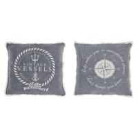 Kussen DKD Home Decor Blauw Wit Franjes Mediterrane Navy 45 x 10 x 45 cm (2 Stuks) - thumbnail
