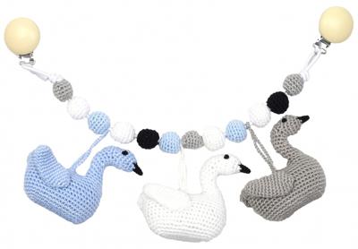 natureZOO kinderwagenspanner zwanen gehaakt 40 cm multicolor