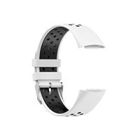 By Qubix - Compatible met Fitbit Charge 5 - Fitbit Charge 6 Sportbandje met gesp - Wit/zwart - Tweekleurig - Maat: L - Compatible fitbit bandje - thumbnail