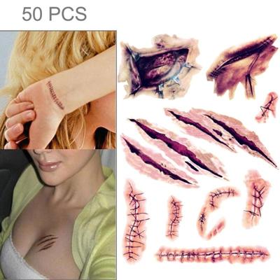 V-061 50 PCS Halloween terreur wond realistische krassen letsel litteken tatouage sticker