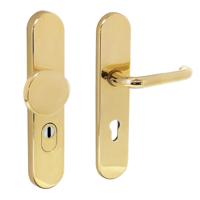 Intersteel Veiligheidsbeslag SKG3 ovaal kerntrekbeveiliging profielcilincergat 72mm messing ongelakt voordeurbeslag - thumbnail