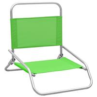 Strandstoelen 2 st inklapbaar stof groen - thumbnail