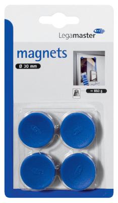 Magneet legamaster 30mm 850gr blauw 4 stuks