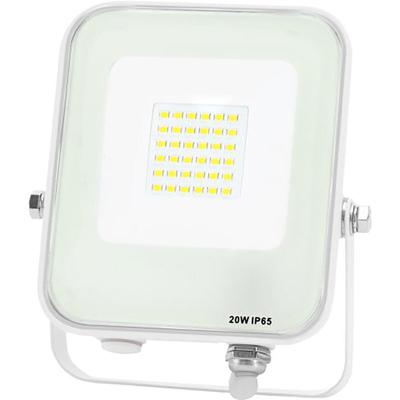 LED Bouwlamp 20W - Natuurlijk Wit 4000K - Waterdicht IP65 - Mat Wit