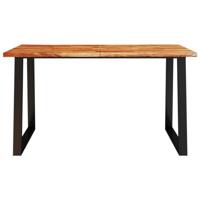 Eettafel met natuurlijke rand 140x80x75 cm massief acaciahout - thumbnail