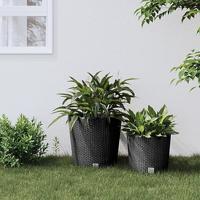 VidaXL Plantenbak uitneembare bak rattan-look 35/37,5 l pp antraciet - thumbnail