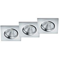 LED Spot 3 Pack - Inbouwspot - Trion Paniro - Vierkant 5W - Dimbaar - Warm Wit 3000K - Mat Chroom - Aluminium - 80mm - thumbnail