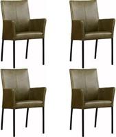 Set van 4 Leren eetkamerstoelen Comfort - met armleuning - Echt leer, Modern, Comfortabel en kies uit meer dan 150+ kleuren - Ontdek de Vele Leersoorten en Kleuren bij ShopX - thumbnail