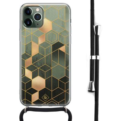 iPhone 11 Pro Max hoesje met koord - Crossbody - Kubus groen iPhone 11 Pro Max hoesje met koord - Crossbody - Kubus groen